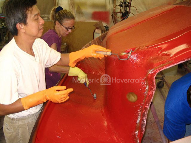 Neoteric glass workers examine composite